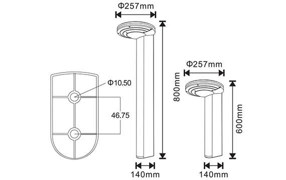 dimension of SLL-009 solar bollard light