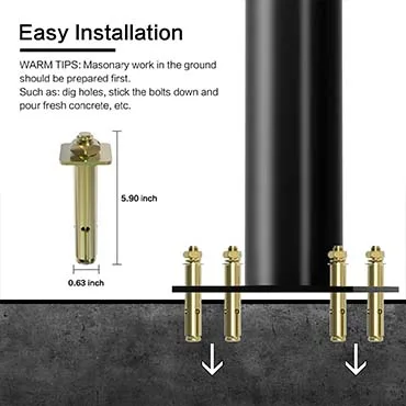 light pole with bolt install