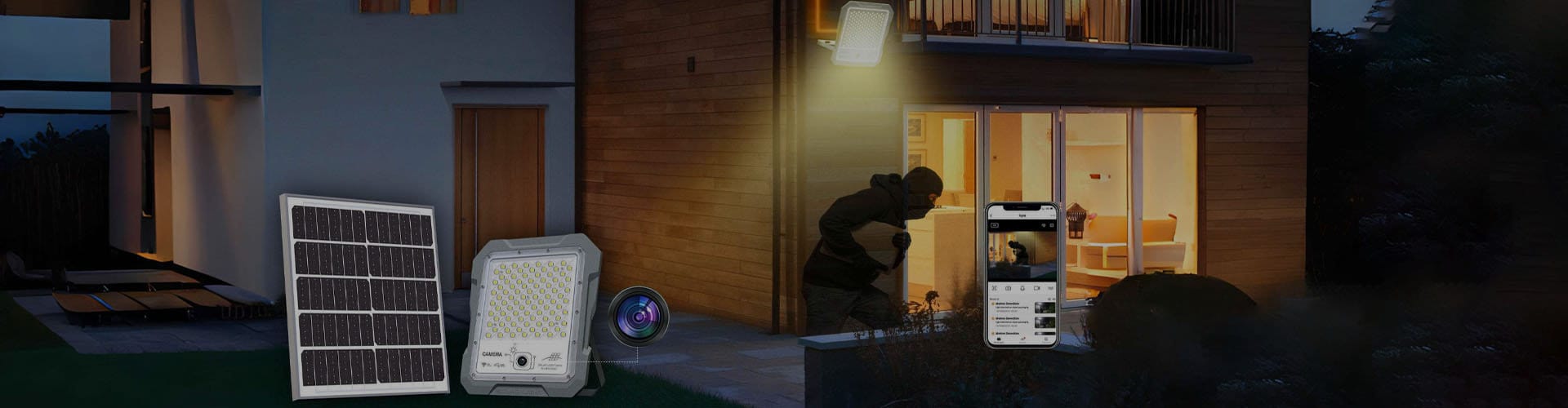 banner solar flood light with camera