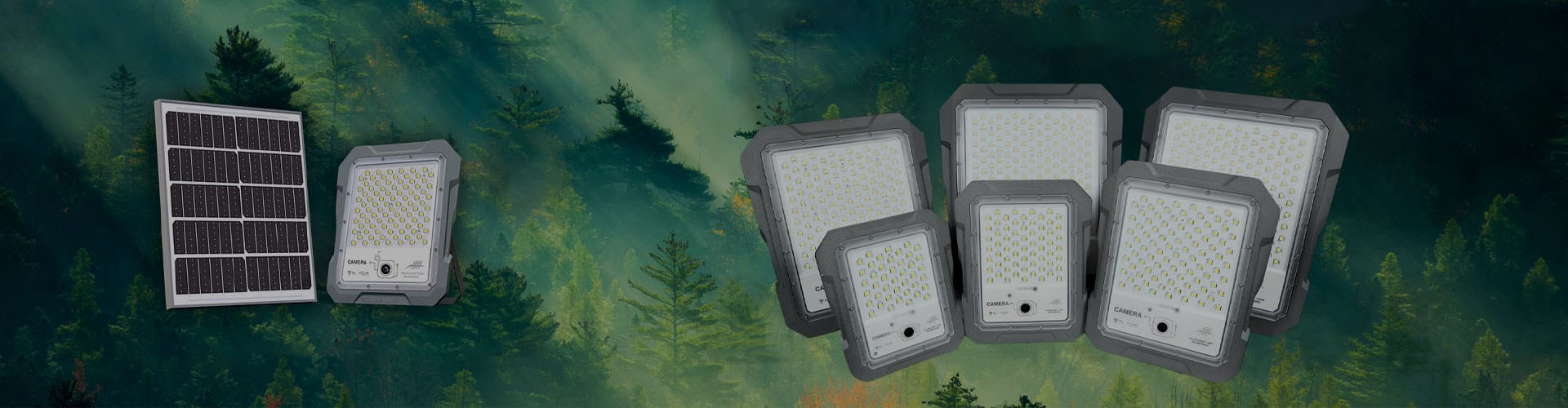 banner solar flood light with CCTV