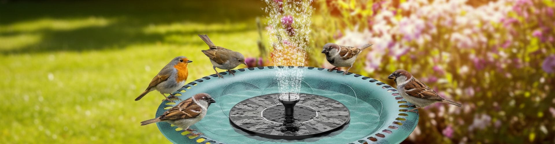 banner solar fountain