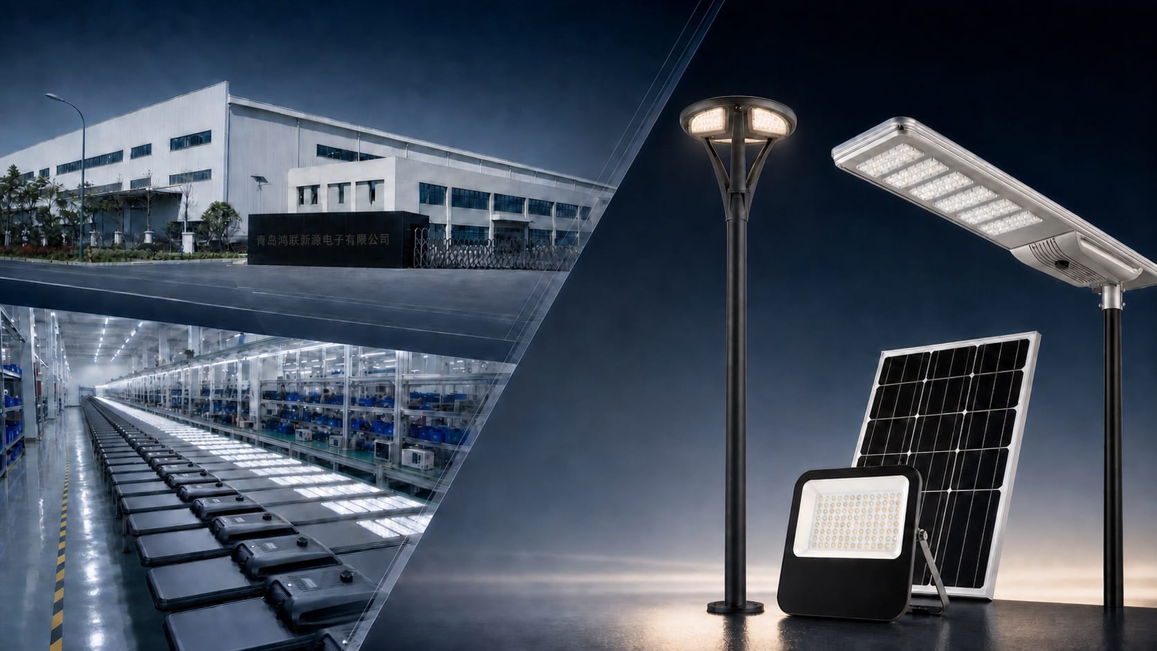 solar light manufacturer in China with factory and product showcase