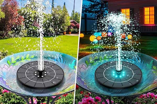 solar fountain SP33D day and night