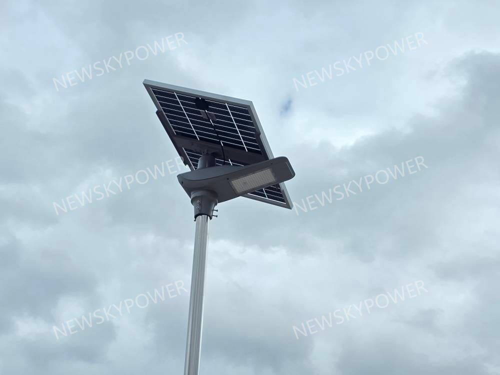 NF-60W solar street light with adjustable solar panel and lithium battery design