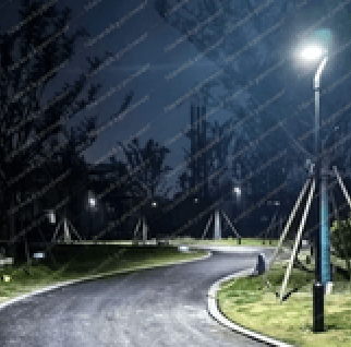 Multiple SCL-009PLUS solar garden lights providing outdoor pathway lighting at night