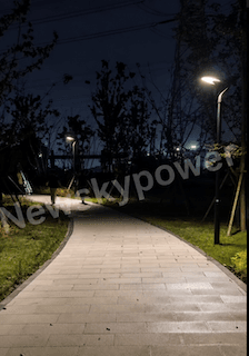 SCL-008 solar courtyard light installation in a park landscape area