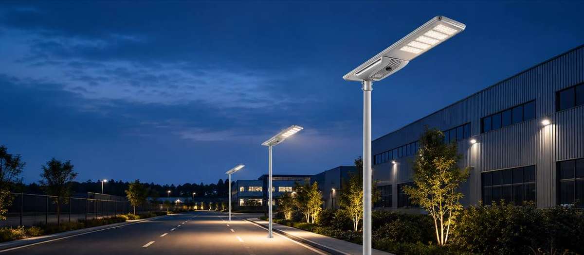 LED solar street light for commercial outdoor lighting