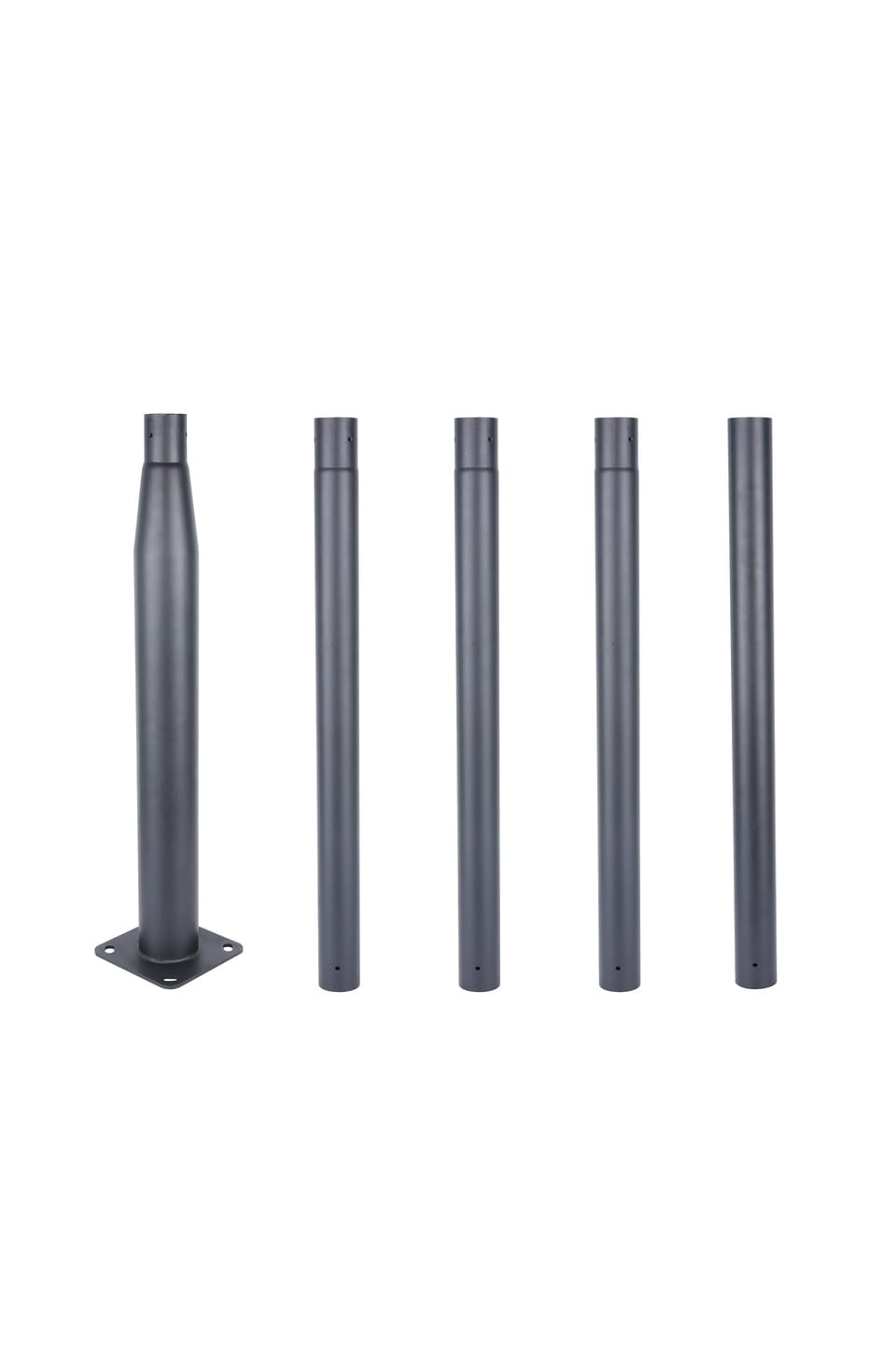 Five separate pole sections including a flanged base section