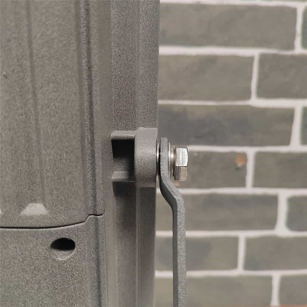 Close view of a flood light bracket fastening point