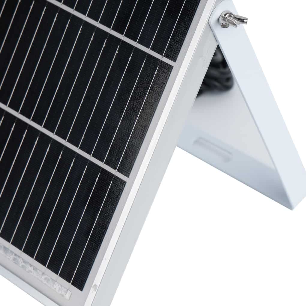 Solar panel tilted on its support bracket