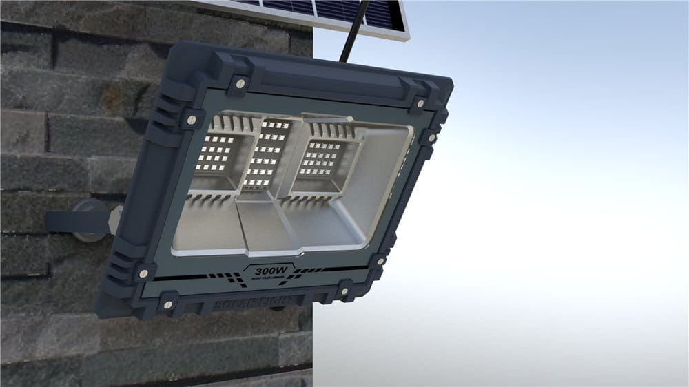 Supplier rendering of an adjustable flood light on a wall bracket