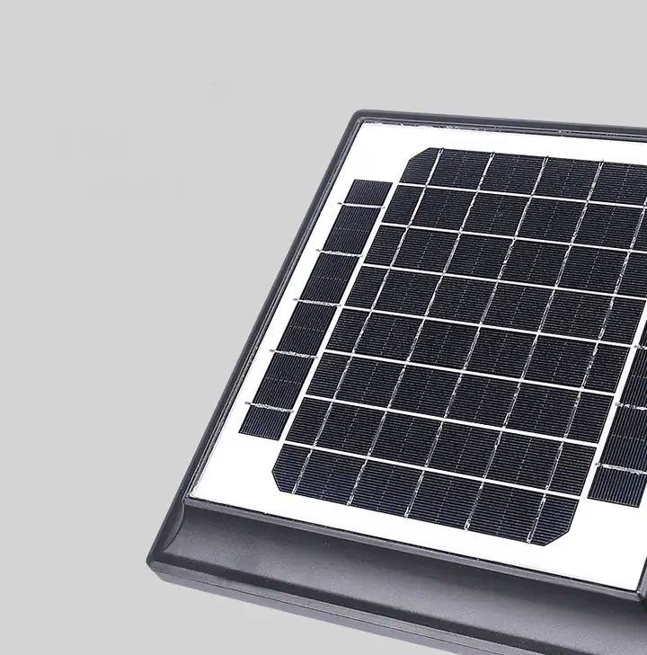 Close view of a square solar panel and its surrounding frame