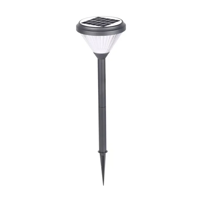 SKL-002 solar stake light showing its panel, diffuser and ground spike