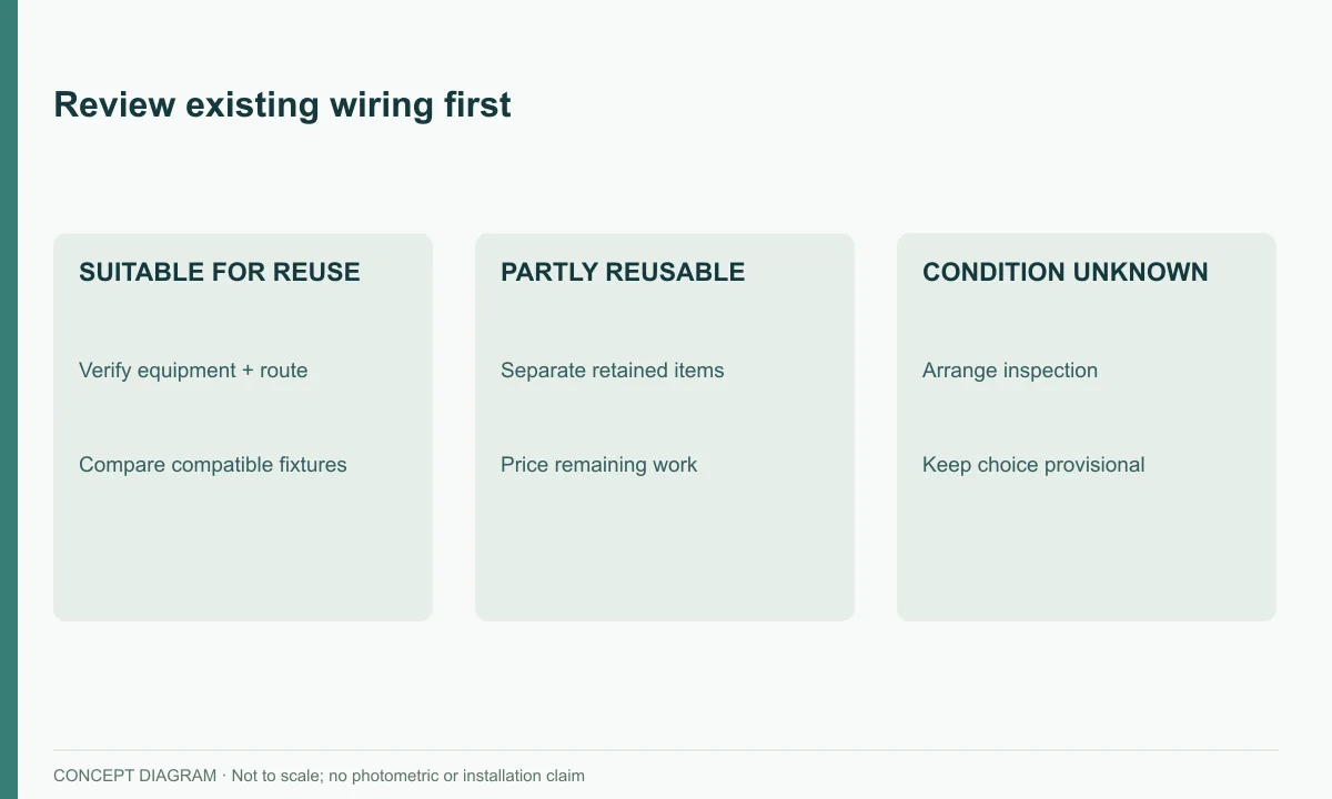 Review existing wiring first — concept diagram