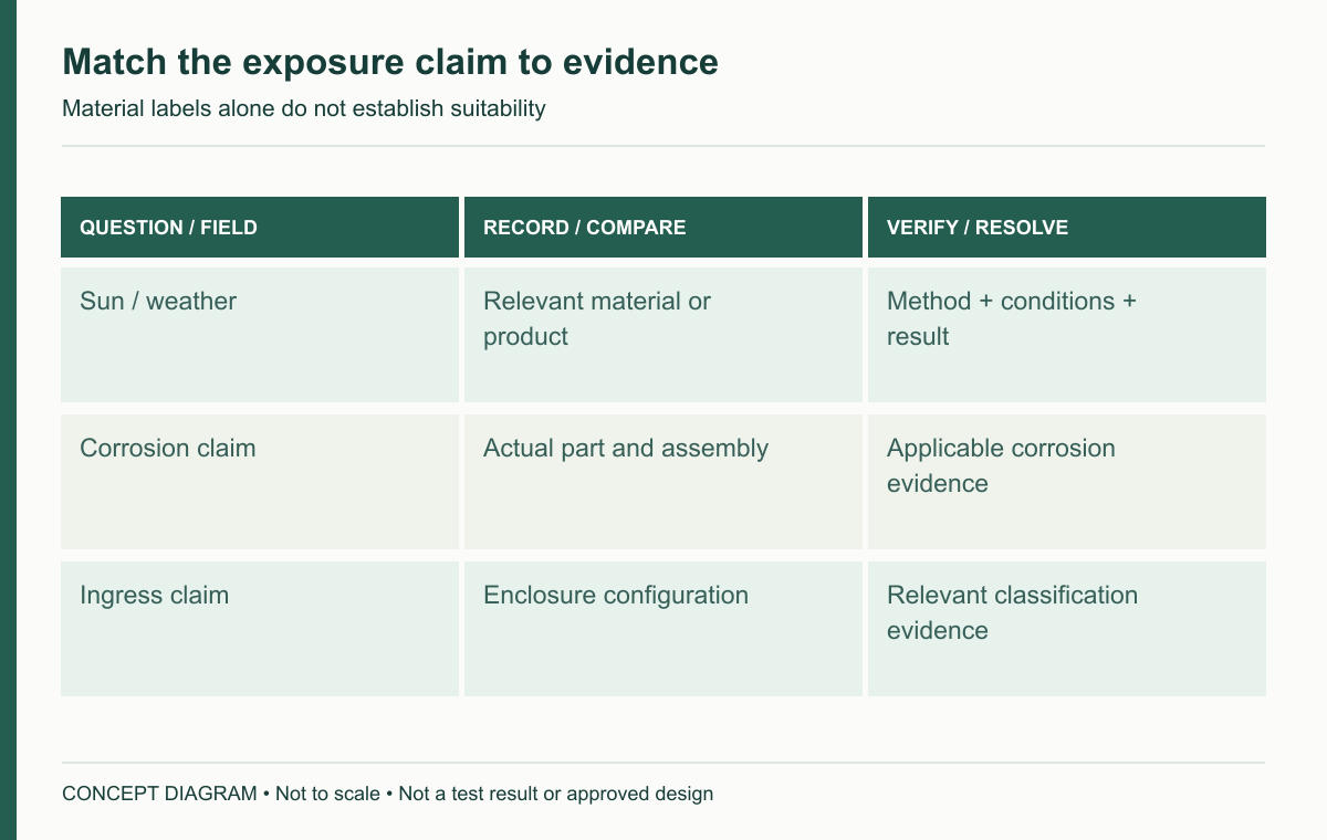 Match the exposure claim to evidence — concept diagram