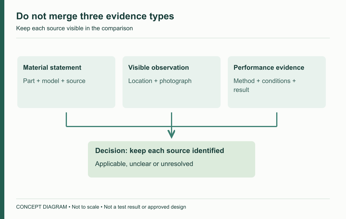 Do not merge three evidence types — concept diagram