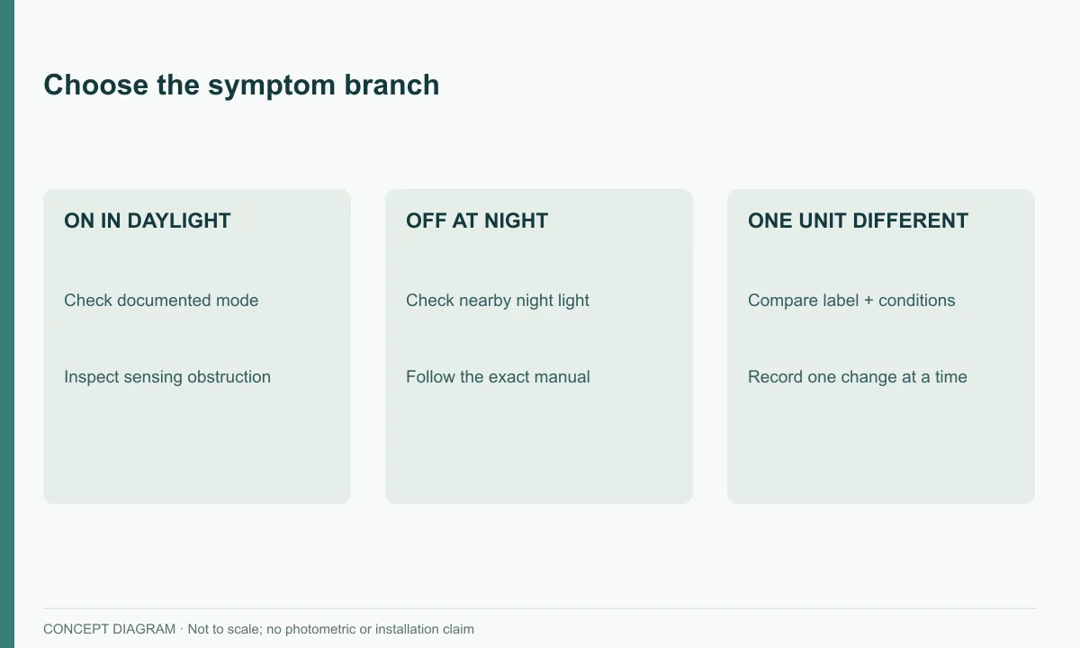 Choose the symptom branch — concept diagram