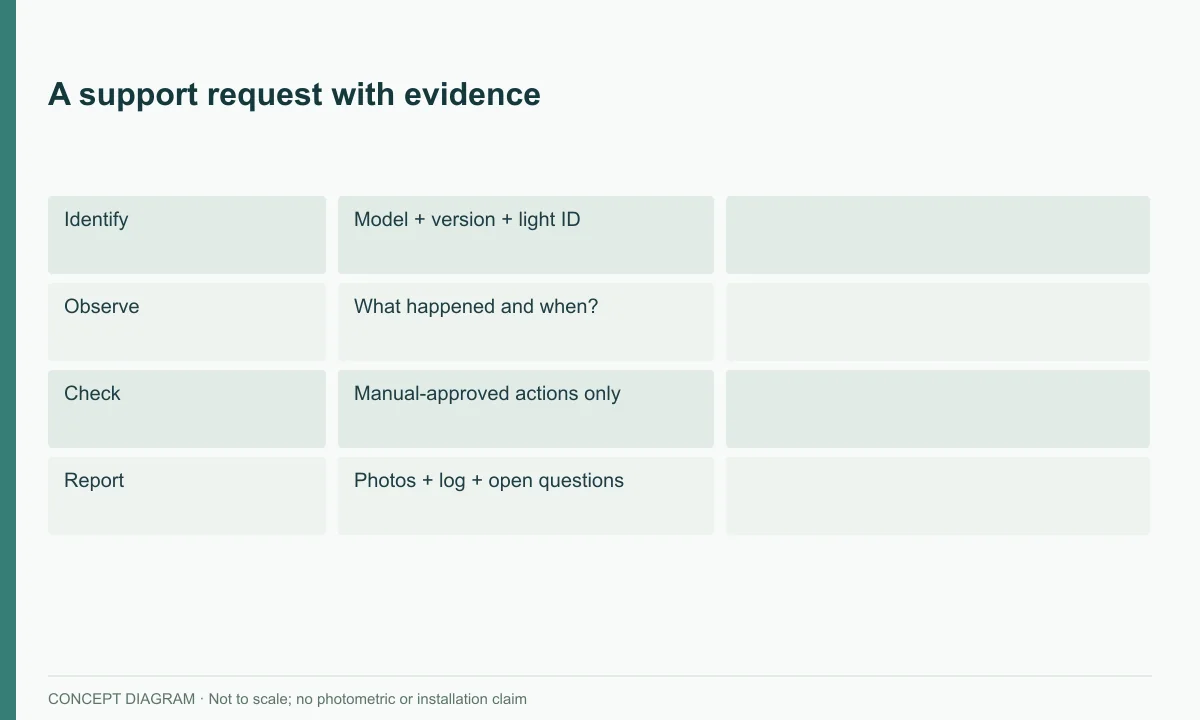 A support request with evidence — concept diagram