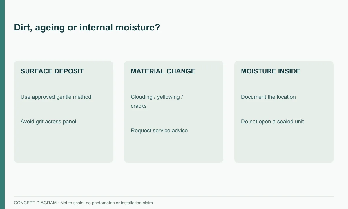 Dirt, ageing or internal moisture? — concept diagram