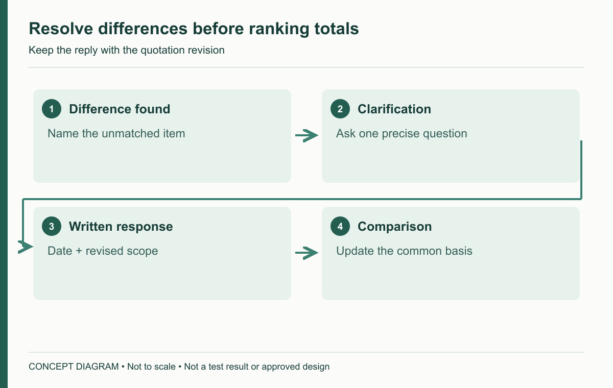 Resolve differences before ranking totals — concept diagram