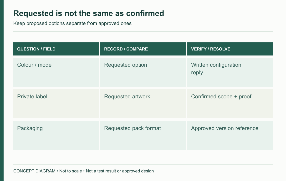 Requested is not the same as confirmed — concept diagram