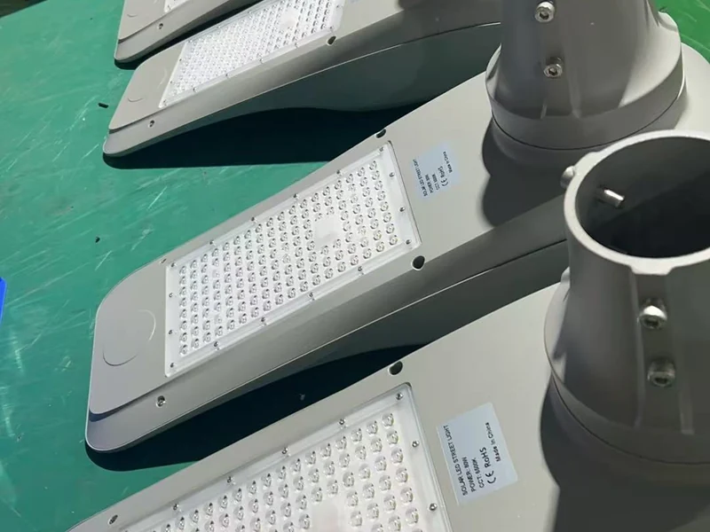NF solar street light housings on the production line