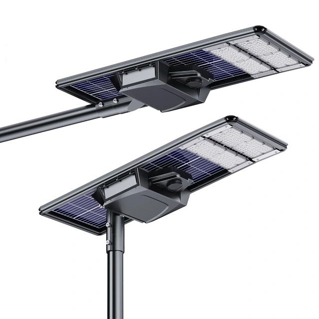 NT solar street lights with double-sided panel design
