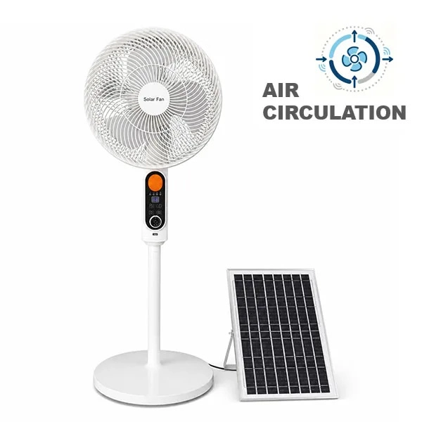 X7 solar fan and supplied accessories on a white background