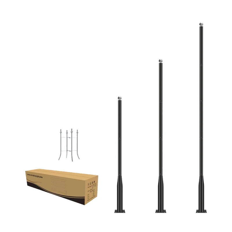 Modular light pole height options with export carton and anchor cage