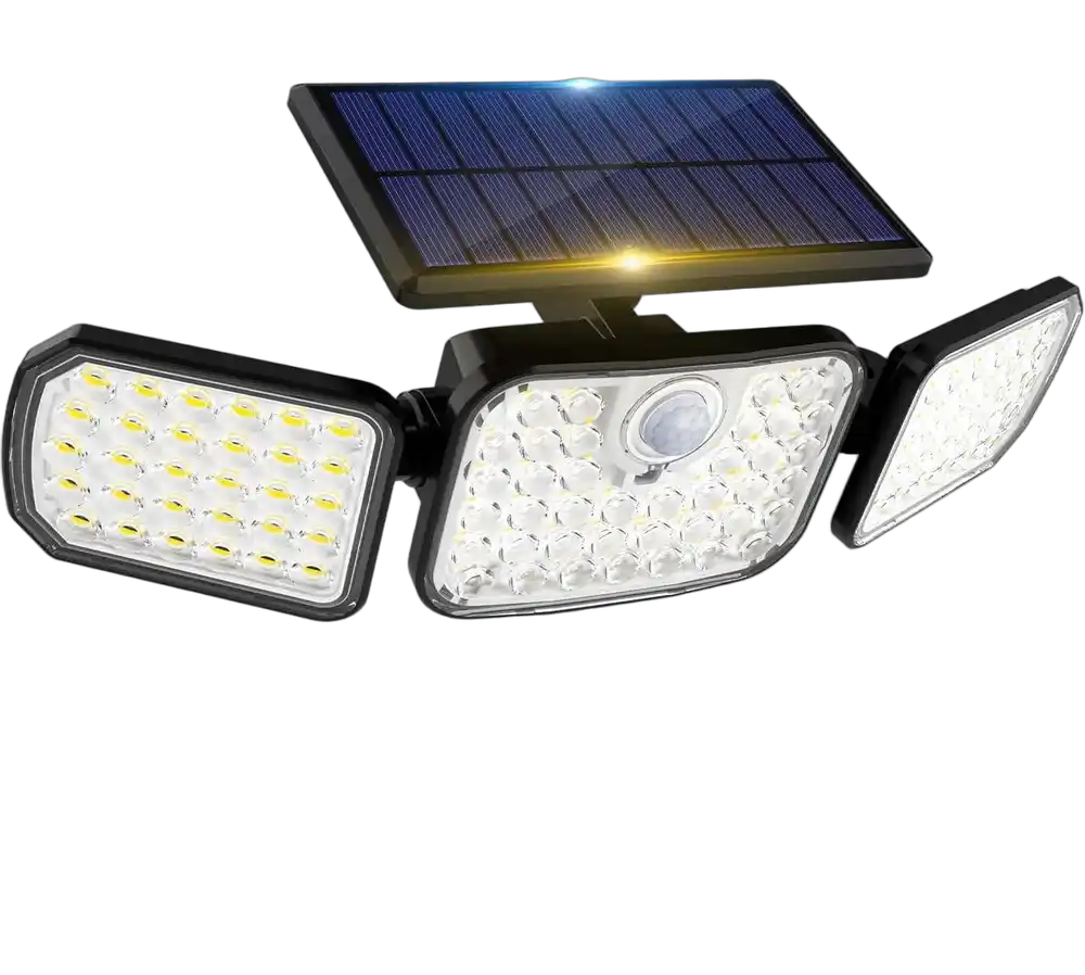 WS75 black three-head solar motion sensor light