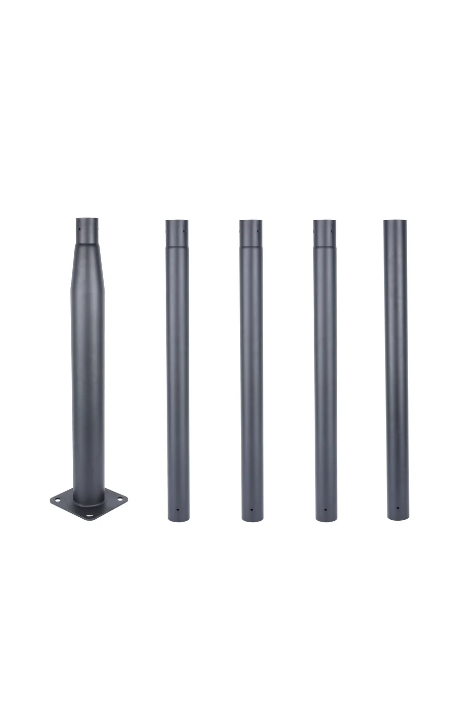 Separate steel sections and flanged bottom section for an SP pole