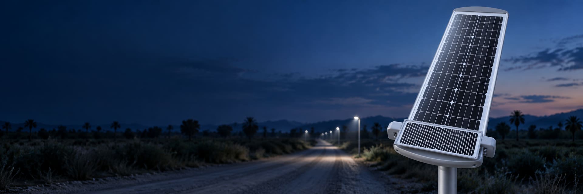 SC self-cleaning solar street light — application visualization